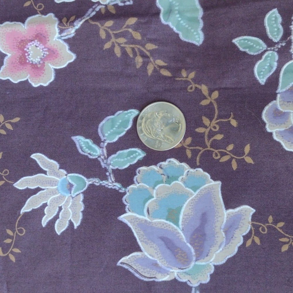 90s Linden Street Gallery York Purple Floral Chintz Remnant 21" x 2 Yards - Picture 2 of 9